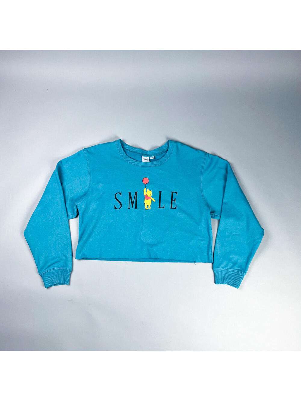 Y2K Disney Winnie the Pooh Smile Cropped Sweatshirt w/ Smile Spell Out